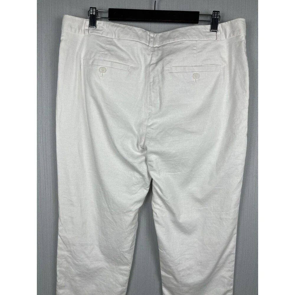 Avery White Linen Ankle Trouser Banana Republic Factory Sz 14 EUC Capsule Resort